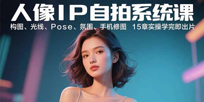 人像IP自拍系统课：构图、光线、Pose、氛围、手机修图 15章实操学完即出片-顺彩轻创-资源网-最新项目分享网
