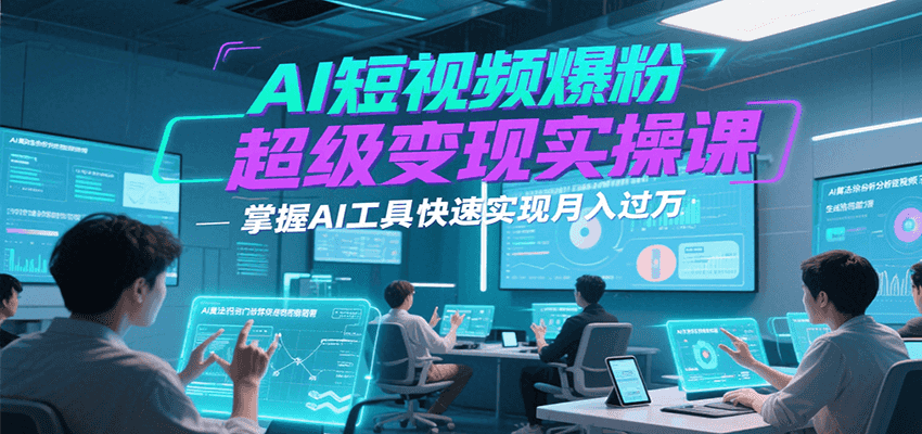AI短视频爆粉超级变现实操课，掌握AI工具快速实现月入过万-顺彩轻创-资源网-最新项目分享网