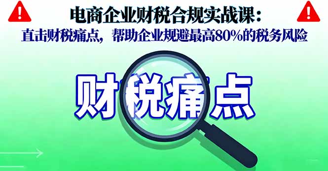 电商企业财税合规实战课，直击财税痛点，帮助企业规避最高80%的税务风险-顺彩轻创-资源网-最新项目分享网