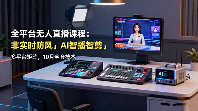 全平台无人直播课程：非实时防风＋AI智播智剪＋多平台矩阵，10月全套技术-顺彩轻创-资源网-最新项目分享网