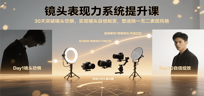 镜头表现力系统提升课，30天突破镜头恐惧实现自信蜕变，塑造独一无二表现风格-顺彩轻创-资源网-最新项目分享网