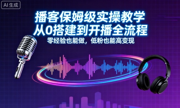 播客保姆级实操教学，从0搭建到开播全流程，零经验也能做，低粉也能高变现-顺彩轻创-资源网-最新项目分享网