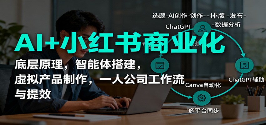 AI+小红书商业化，底层原理，智能体搭建，虚拟产品制作，一人公司工作流与提效-顺彩轻创-资源网-最新项目分享网
