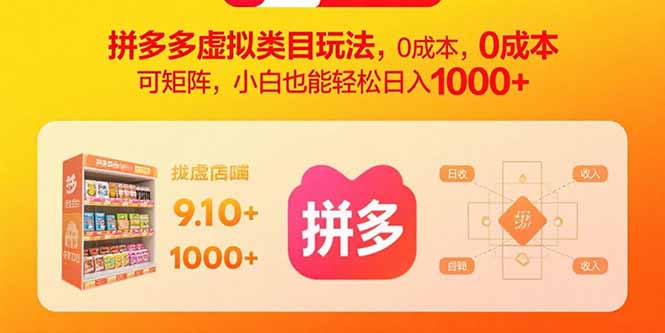 拼多多虚拟类目玩法，0成本，可矩阵，小白也能轻松日入1000+-顺彩轻创-资源网-最新项目分享网