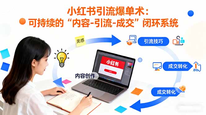 小红书引流爆单术：构建一套低成本 可持续的“内容-引流-成交”闭环系统-顺彩轻创-资源网-最新项目分享网