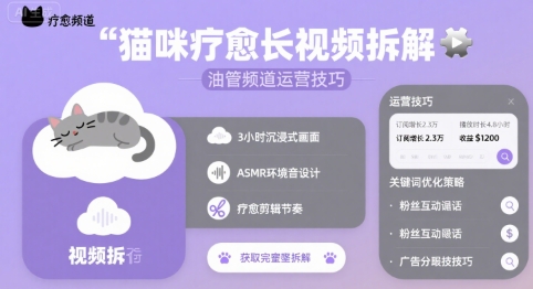 猫咪疗愈长视频拆解 &油管频道运营技巧-顺彩轻创-资源网-最新项目分享网