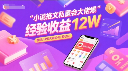 小说推文私董会大佬爆单经验分享收益12W，番茄小说每天稳定4位数收益-顺彩轻创-资源网-最新项目分享网