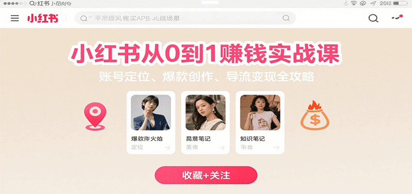 小红书从0到1赚钱实战课：账号定位、 爆款创作 、导流变现全攻略-顺彩轻创-资源网-最新项目分享网