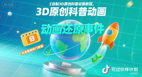 自制3D原创科普动画教程，动画还原事件，抖音最新热门赛道，可过伙伴计划-顺彩轻创-资源网-最新项目分享网