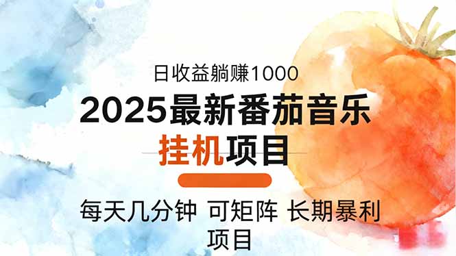 2025年最新番茄音乐人挂机项目，每天几分钟，月入1000＋，可矩阵，一台…-顺彩轻创-资源网-最新项目分享网