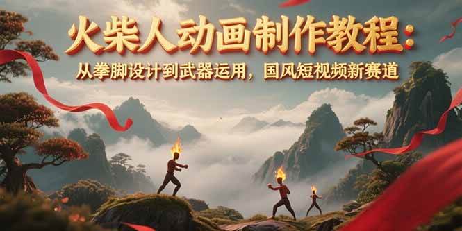 火柴人动画制作教程：从拳脚设计到武器运用，国风短视频新赛道-顺彩轻创-资源网-最新项目分享网