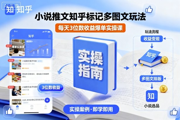 小说推文知乎标记多图文玩法，每天3位数收益爆单实操课-顺彩轻创-资源网-最新项目分享网