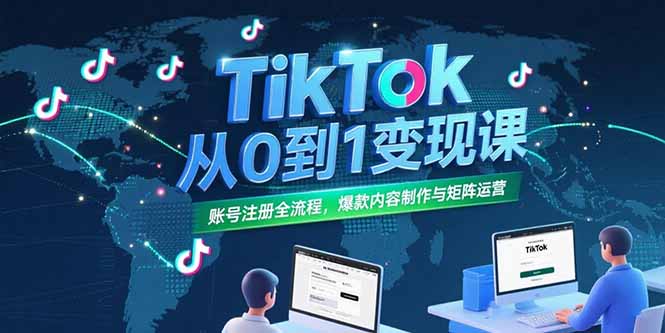 TikTok从0到1变现课，账号注册全流程，爆款内容制作与矩阵运营-顺彩轻创-资源网-最新项目分享网