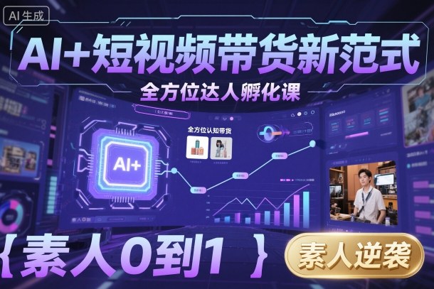 AI+短视频带货新范式全方位达人孵化课，素人也可以从0到1，全方位认知短视频带货-顺彩轻创-资源网-最新项目分享网
