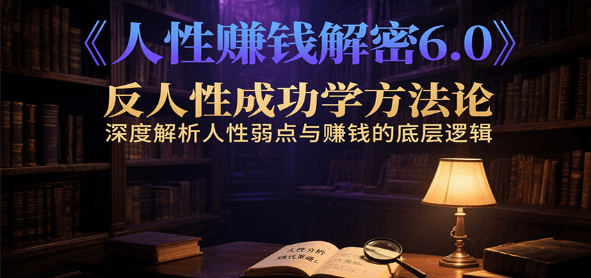 人性赚钱解密6.0，反人性成功学方法论，深度解析人性弱点与赚钱的底层逻辑-顺彩轻创-资源网-最新项目分享网