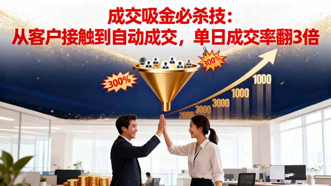 吸金成交营销必杀技：从客户接触到自动成交，单日成交率翻3倍-顺彩轻创-资源网-最新项目分享网