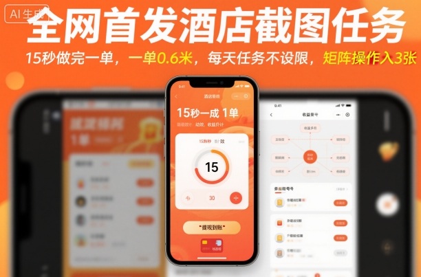 全网首发酒店截图任务，15秒做完一单，一单0.6米，每天任务不设限，矩阵操作日入3张【揭秘】-顺彩轻创-资源网-最新项目分享网
