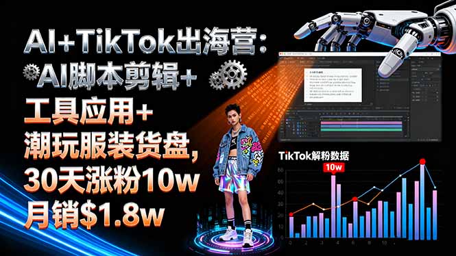 AI+TikTok出海营:AI脚本剪辑+工具应用+潮玩服装货盘,30天涨粉10w月销$1.8w-顺彩轻创-资源网-最新项目分享网