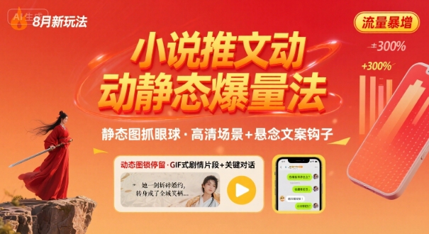 8月小说推文全新玩法，动静态图片+搭配小说文案爆量玩法-顺彩轻创-资源网-最新项目分享网