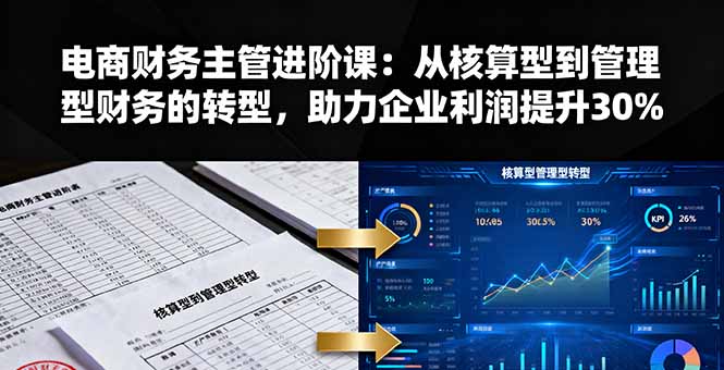 电商财务主管进阶课：从核算型到管理型财务的转型，助力企业利润提升30%-顺彩轻创-资源网-最新项目分享网