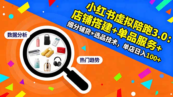 小红书虚拟陪跑3.0：店铺搭建+单品服务+细分铺货+选品技术，单店日入100+-顺彩轻创-资源网-最新项目分享网