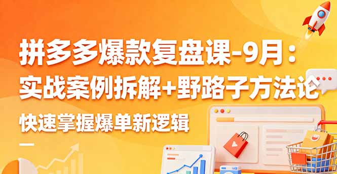 拼多多爆款复盘课-9月：实战案例拆解+野路子方法论，快速掌握爆单新逻辑-顺彩轻创-资源网-最新项目分享网
