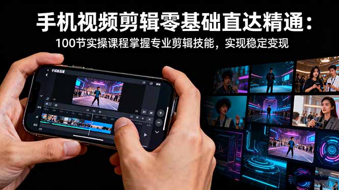 手机视频剪辑零基础直达精通：100节实操课程掌握专业剪辑技能，实现稳…-顺彩轻创-资源网-最新项目分享网