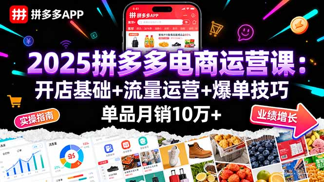 2025拼多多电商运营课：开店基础+流量运营+爆单技巧，单品月销10万+-顺彩轻创-资源网-最新项目分享网