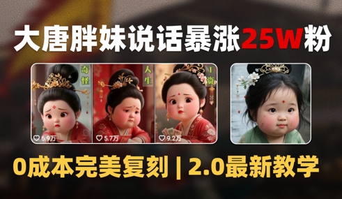 AI大唐胖贵妃说话2.0，40条视频暴涨40w粉，附独家变现攻略-顺彩轻创-资源网-最新项目分享网