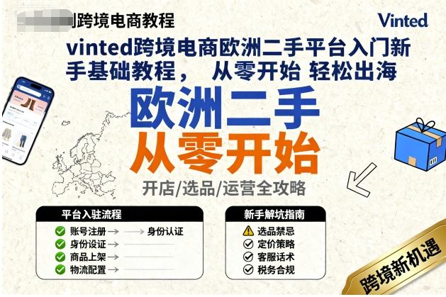 vinted跨境电商欧洲二手平台入门新手基础教程，从零开始轻松出海-顺彩轻创-资源网-最新项目分享网