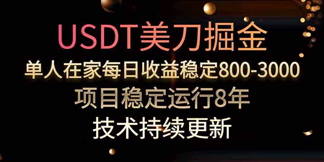 USDT美刀掘金，单人每日收益800-3000，稳定运行8年-顺彩轻创-资源网-最新项目分享网