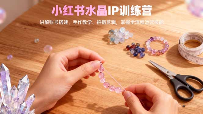 小红书水晶IP训练营，讲解账号搭建、手作教学、拍摄剪辑，全流程运营技能-顺彩轻创-资源网-最新项目分享网