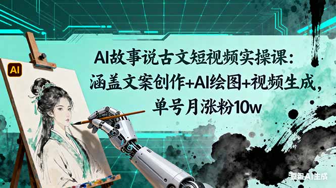 AI故事说古文短视频实操课:涵盖文案创作+AI绘图+视频生成,单号月涨粉10w-顺彩轻创-资源网-最新项目分享网