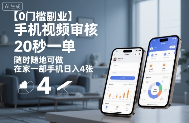 【0门槛副业】手机视频审核，20秒一单，随时随地可做，在家一部手机日入4张【揭秘】-顺彩轻创-资源网-最新项目分享网