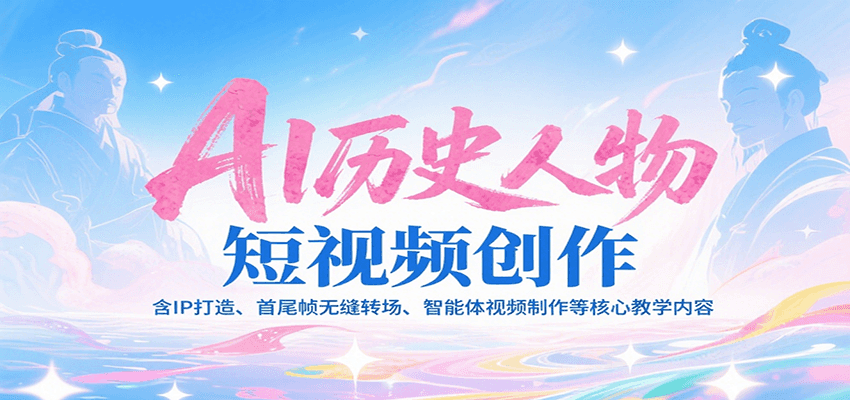 AI历史人物短视频创作，含IP打造、首尾帧无缝转场、智能体视频制作等核心教学内容-顺彩轻创-资源网-最新项目分享网