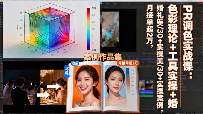 PR调色实战课：色彩理论+工具实操+婚礼医美/30+实操案例，月接单超2万-顺彩轻创-资源网-最新项目分享网