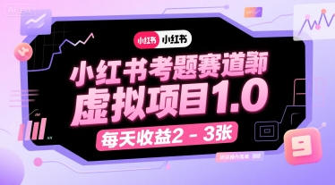 小红书考题赛道虚拟项目1.0，项目操作简单，每天收益2-3张-顺彩轻创-资源网-最新项目分享网