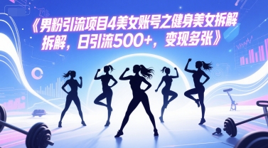 男粉引流项目4美女账号之健身美女拆解，日引流500+，变现多张-顺彩轻创-资源网-最新项目分享网