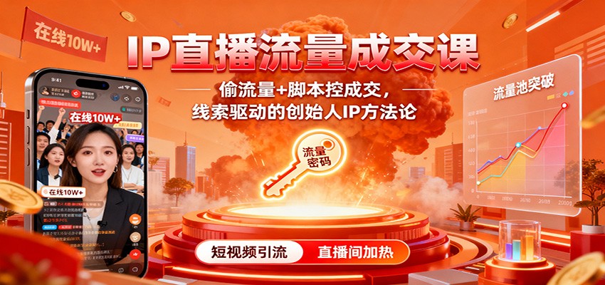 IP直播流量成交课：偷流量+脚本控成交，线索驱动的创始人IP方法论-顺彩轻创-资源网-最新项目分享网