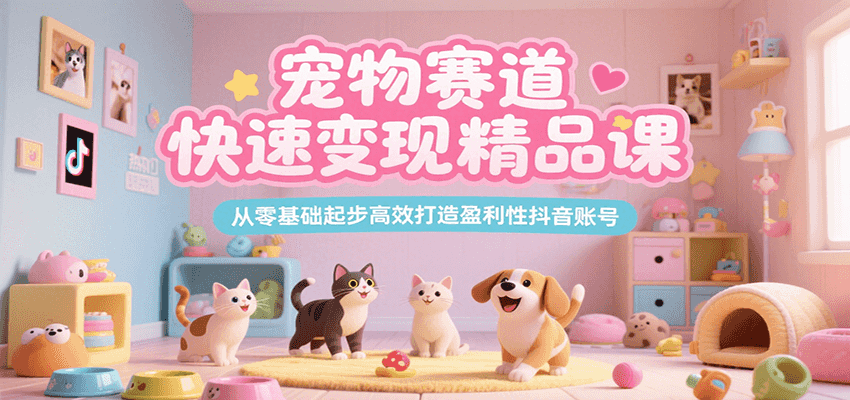 宠物赛道快速变现精品课，从零基础起步高效打造盈利性抖音账号-顺彩轻创-资源网-最新项目分享网