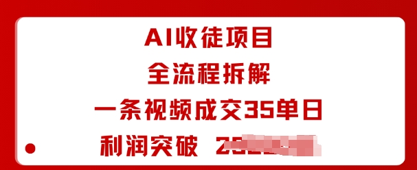 AI收徒项目全流程拆解一条视频成交35单日利润突破1k+-顺彩轻创-资源网-最新项目分享网