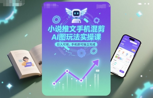 小说推文手机混剪AI图玩法实操课，日入可观，手机即可独立完成-顺彩轻创-资源网-最新项目分享网