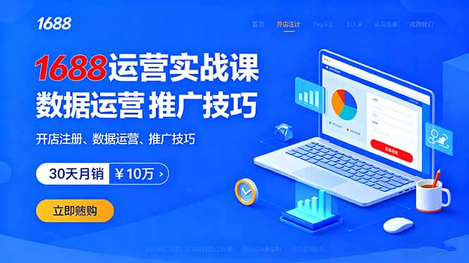 1688运营实战课：开店注册、数据运营、推广技巧，30天月销破10万+-顺彩轻创-资源网-最新项目分享网