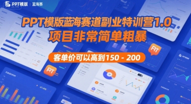 PPT模版蓝海赛道副业特训营1.0，项目非常简单粗暴，客单价可以高到150-200-顺彩轻创-资源网-最新项目分享网