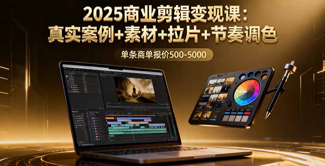 2025商业剪辑变现课：真实案例+素材+拉片+节奏调色，单条商单报价500-5000-顺彩轻创-资源网-最新项目分享网