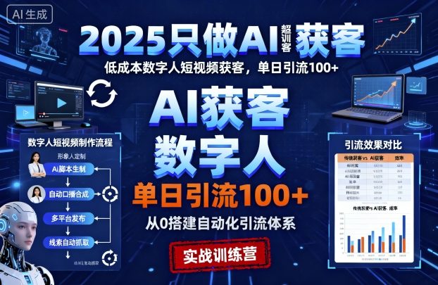 2025只做AI获客，AI超级获客实训营，低成本数字人短视频获客，单日引流100+-顺彩轻创-资源网-最新项目分享网