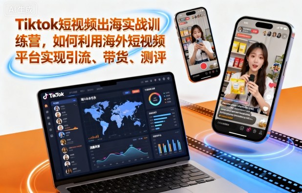 Tiktok短视频出海实战训练营，如何利用海外短视频平台实现引流、带货、测评-顺彩轻创-资源网-最新项目分享网