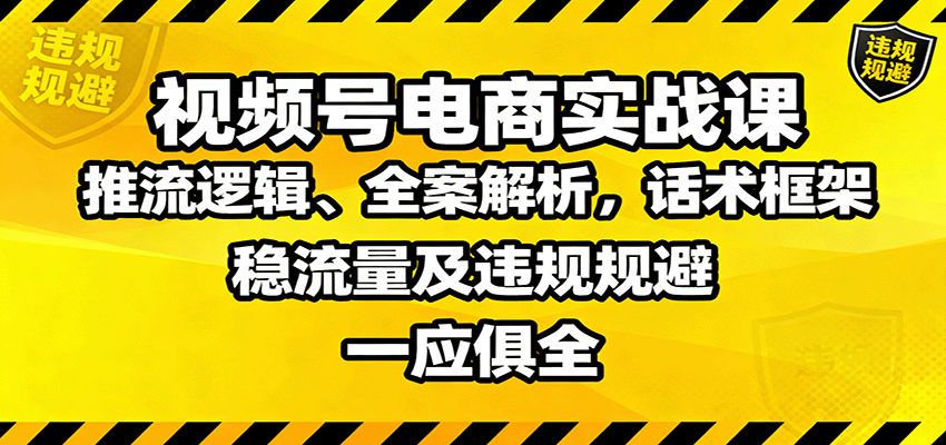 视频号电商实战课：推流逻辑、全案解析，话术框架，稳流量及违规规避等-顺彩轻创-资源网-最新项目分享网