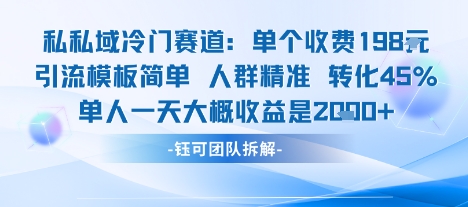 私域冷门赛道单个收费198米引流模板简单人群精准 45%的转化率单人一天大概收益多张-顺彩轻创-资源网-最新项目分享网
