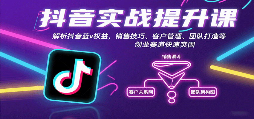 抖音实战提升课：解析抖音蓝v权益，销售技巧、客户管理、团队打造等创业赛道快速突围-顺彩轻创-资源网-最新项目分享网